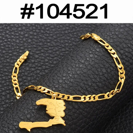 Anniyo Charm Haïti Carte Bracelets Ayiti Cartes Bijoux Haïti Accessoires Lien Chaîne Bracelet
